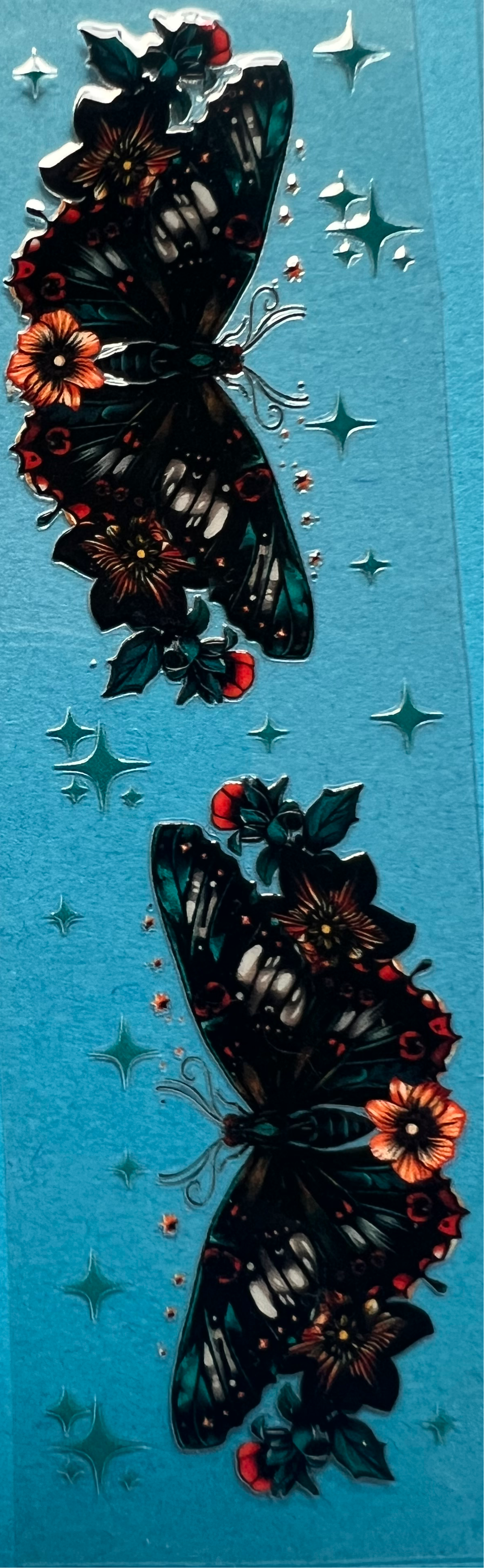 Black butterfly pen wrap UVDTF