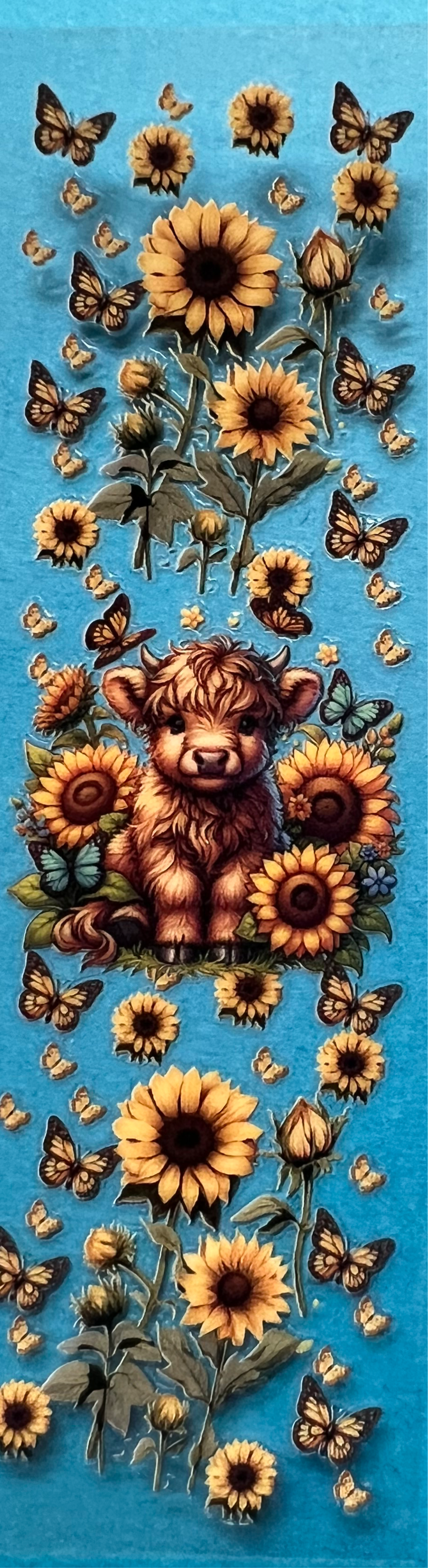 Cow and sunflowers 3 pen wrap UVDTF