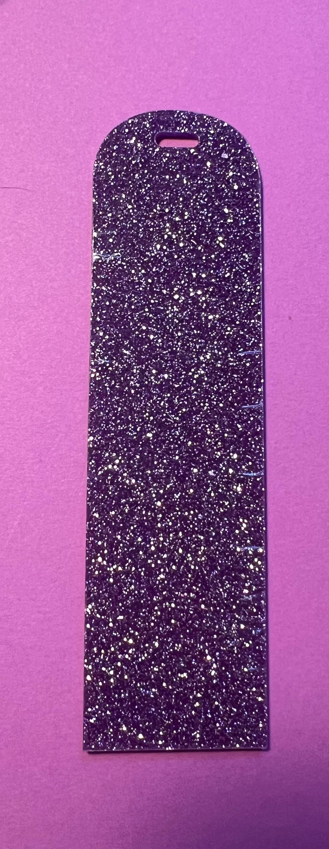 Purple glitter acrylic bookmark