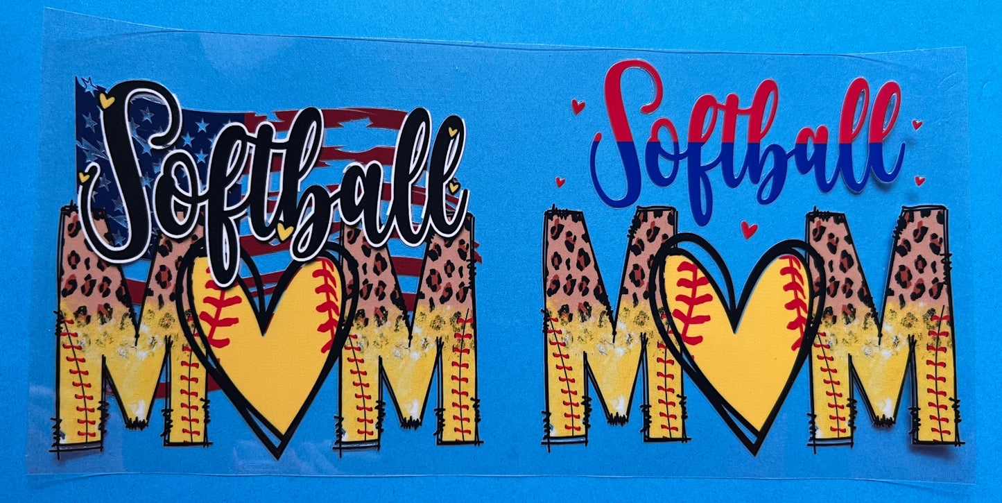 16oz Softball Mom uvdtf cup wrap