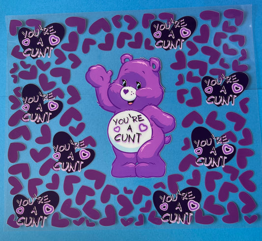 20oz uvdtf cup wrap Purple Swear Bear