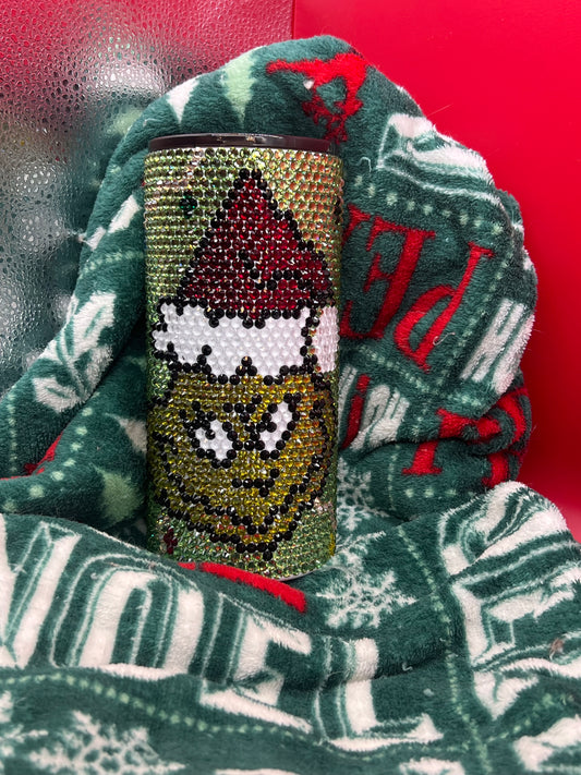 Grinch 22oz Glass Rhinestone Tumbler