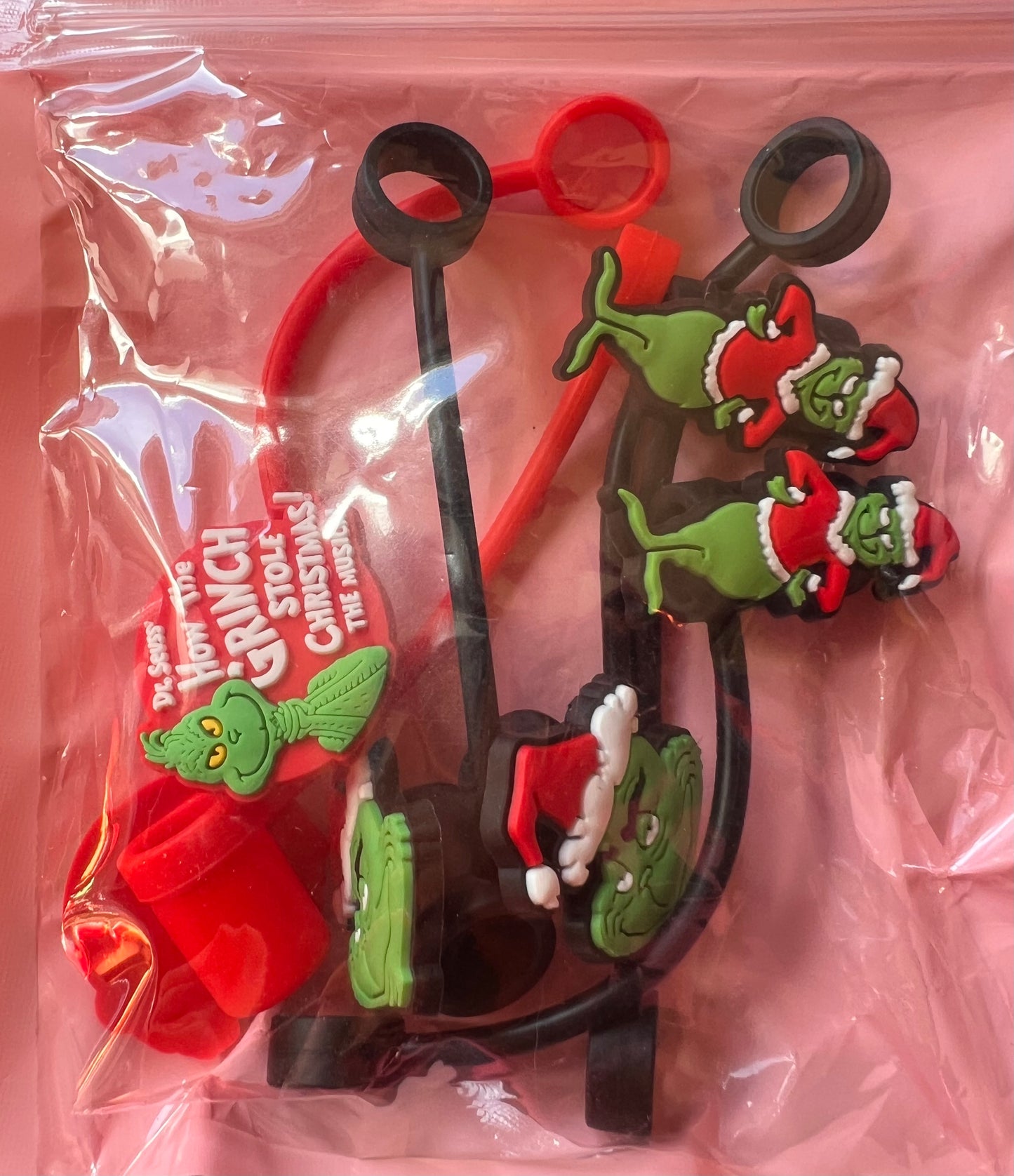 Grinch straw topper mix