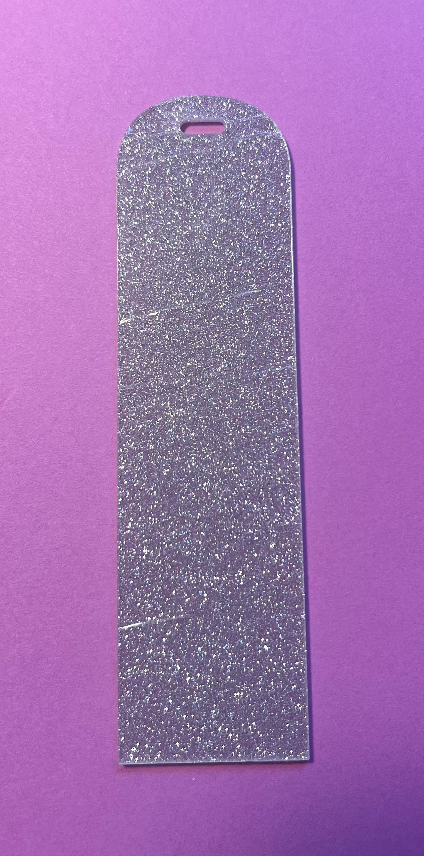 Silver glitter acrylic bookmark