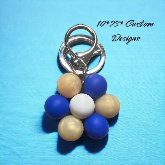 Blue and yellow flower keychain