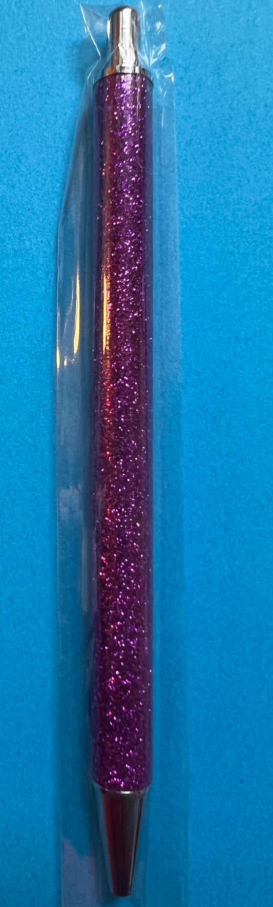 Dark purple glitter metal pen