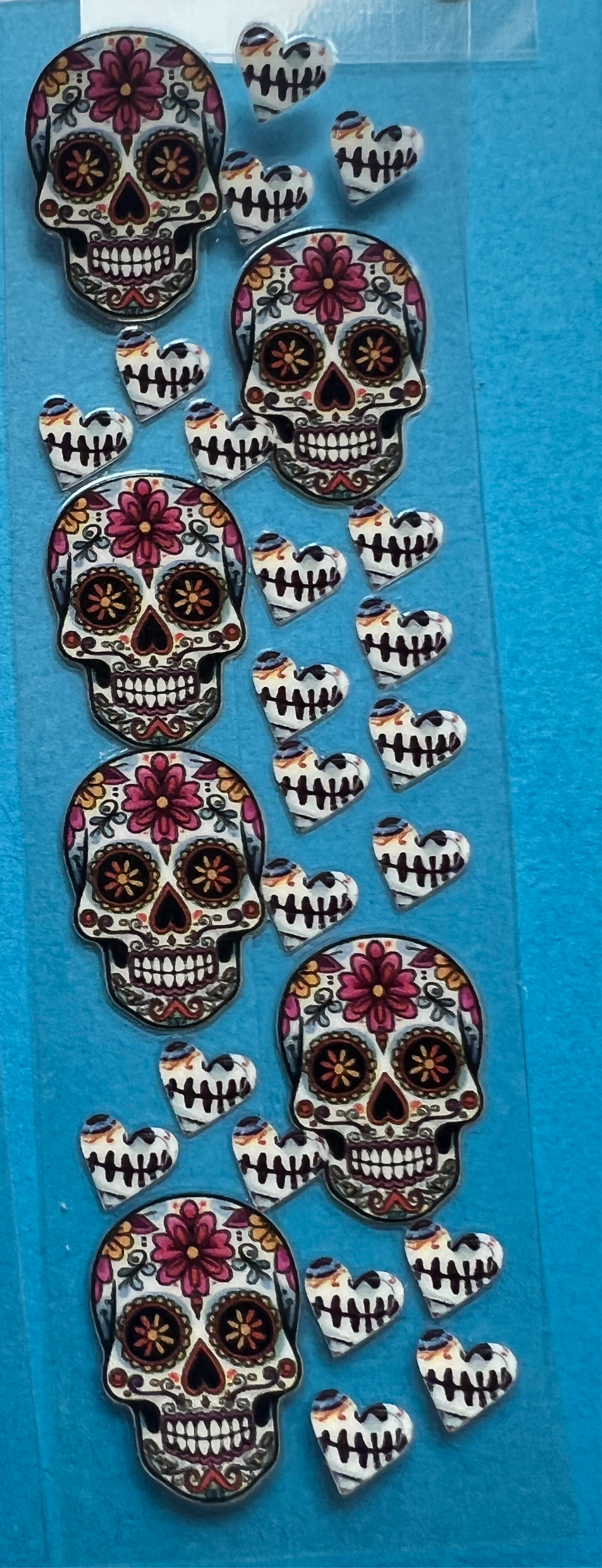 Sugar skull and hearts pen wrap UVDTF