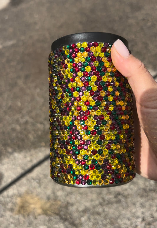 Fall Themed Glass Rhinestone Can Koozie