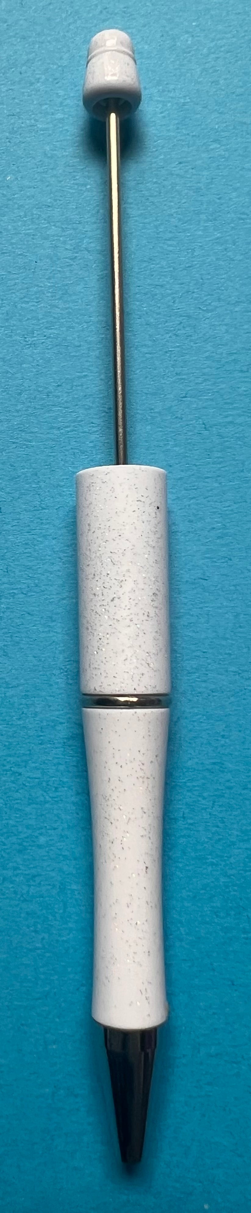 Beadable Pen White Glitter