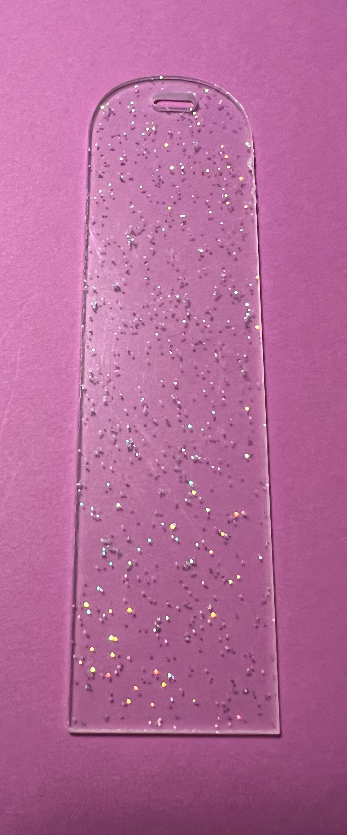 Clear glitter acrylic bookmark