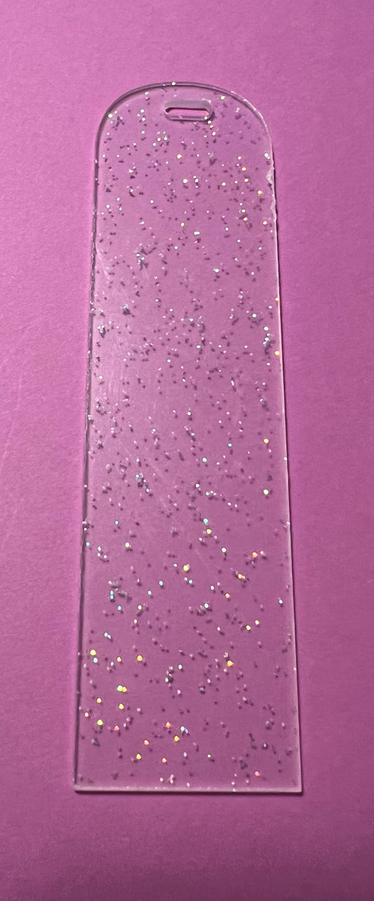 Clear glitter acrylic bookmark