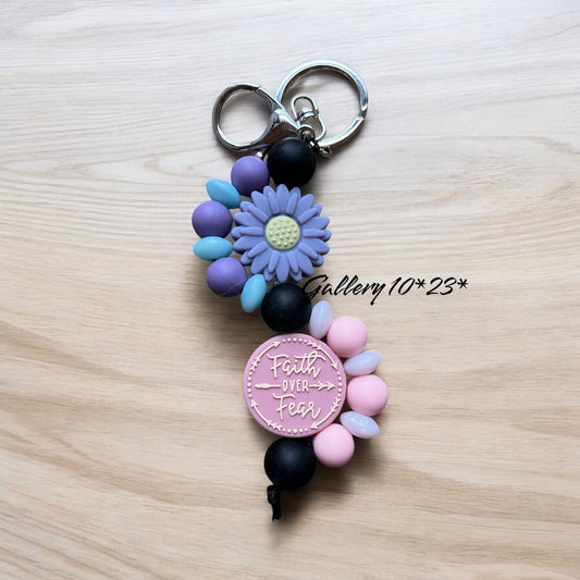 Double wave keychain Faith over Fear