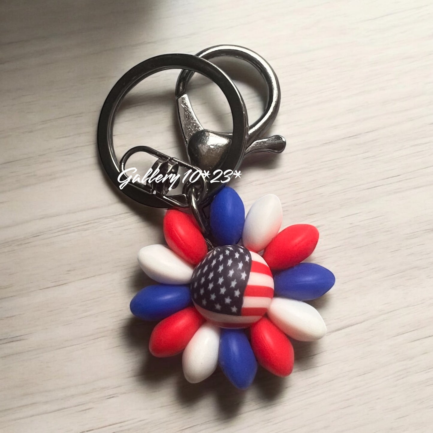 Flower keychain American Flag