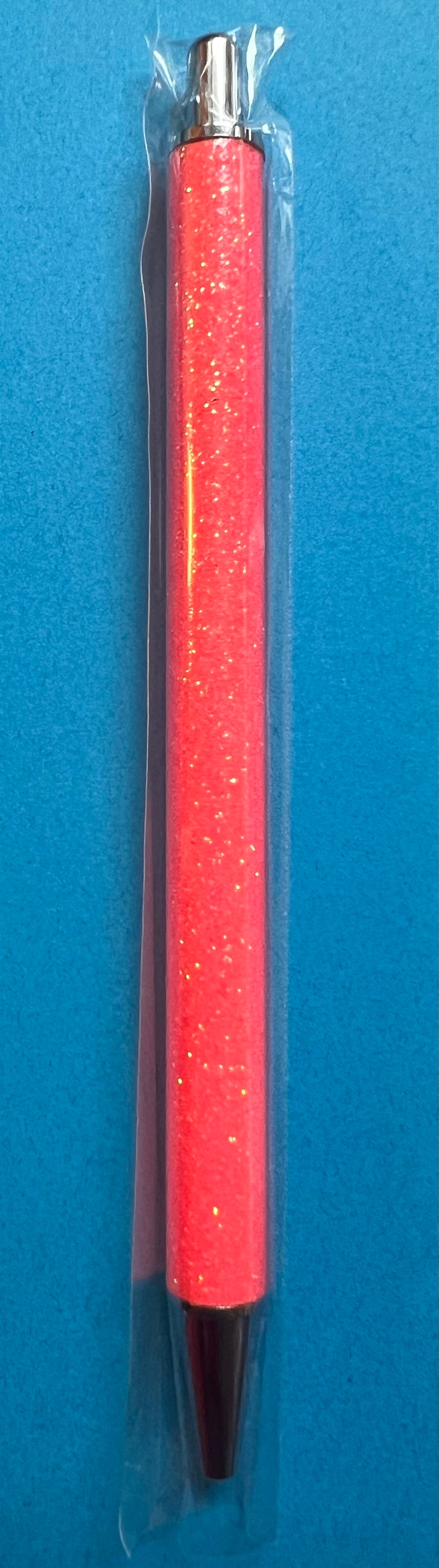 Peach/orange glitter metal pen