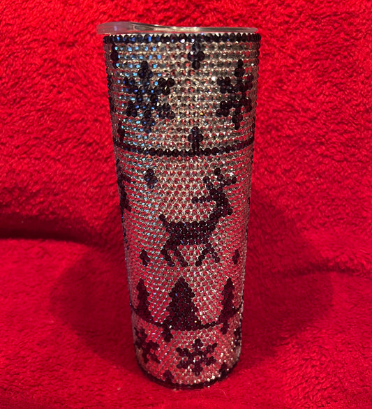 Sweater weather 20oz Glass Rhinestone tumbler