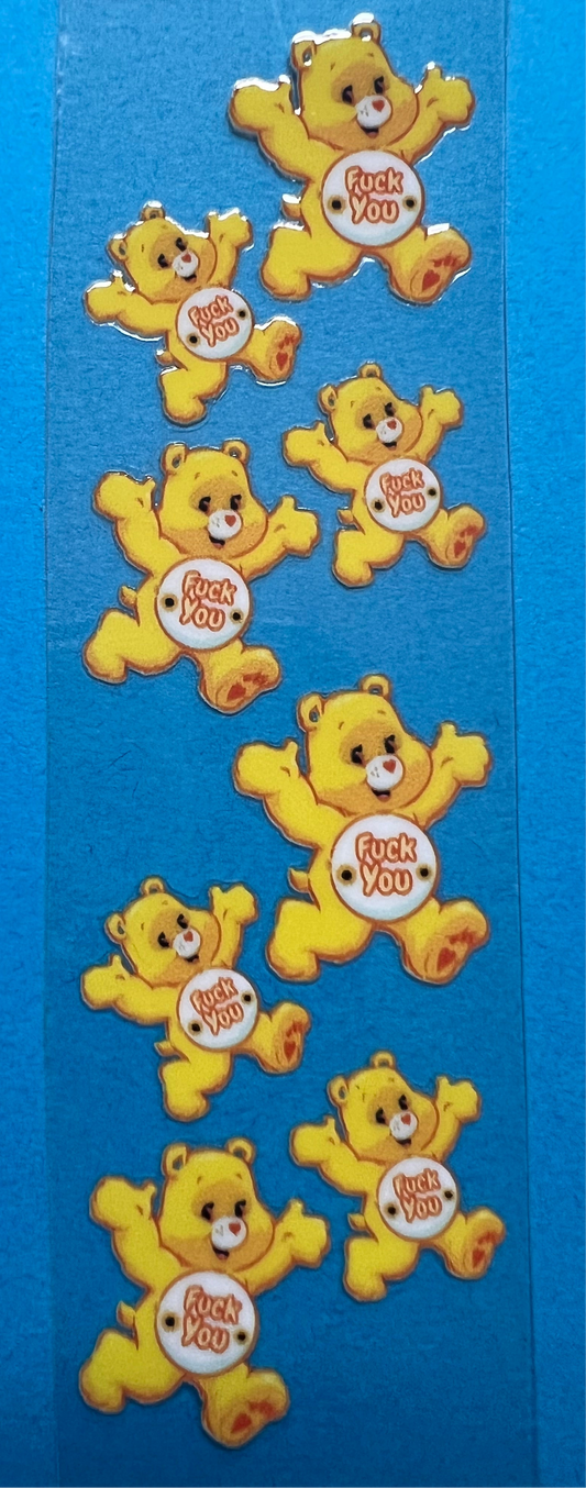 Yellow swear bear 2 pen wrap UVDTF