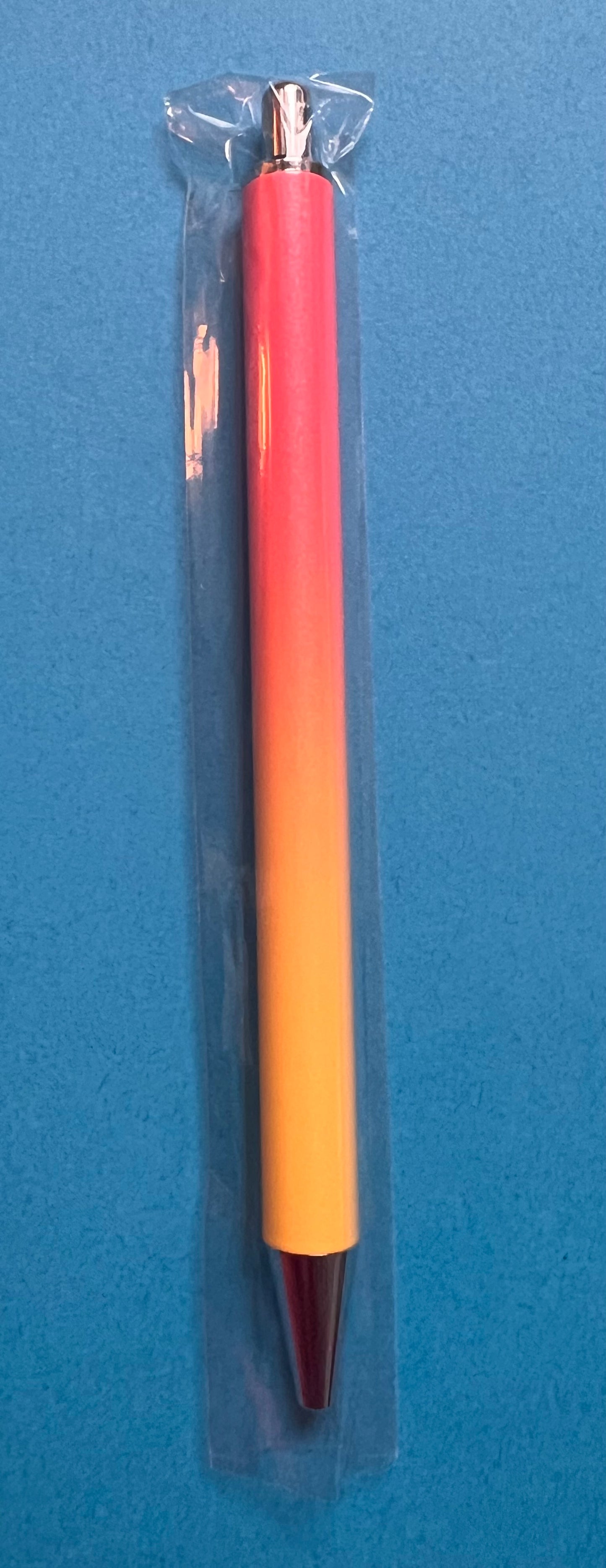 Orange and yellow ombre metal pen silver tip