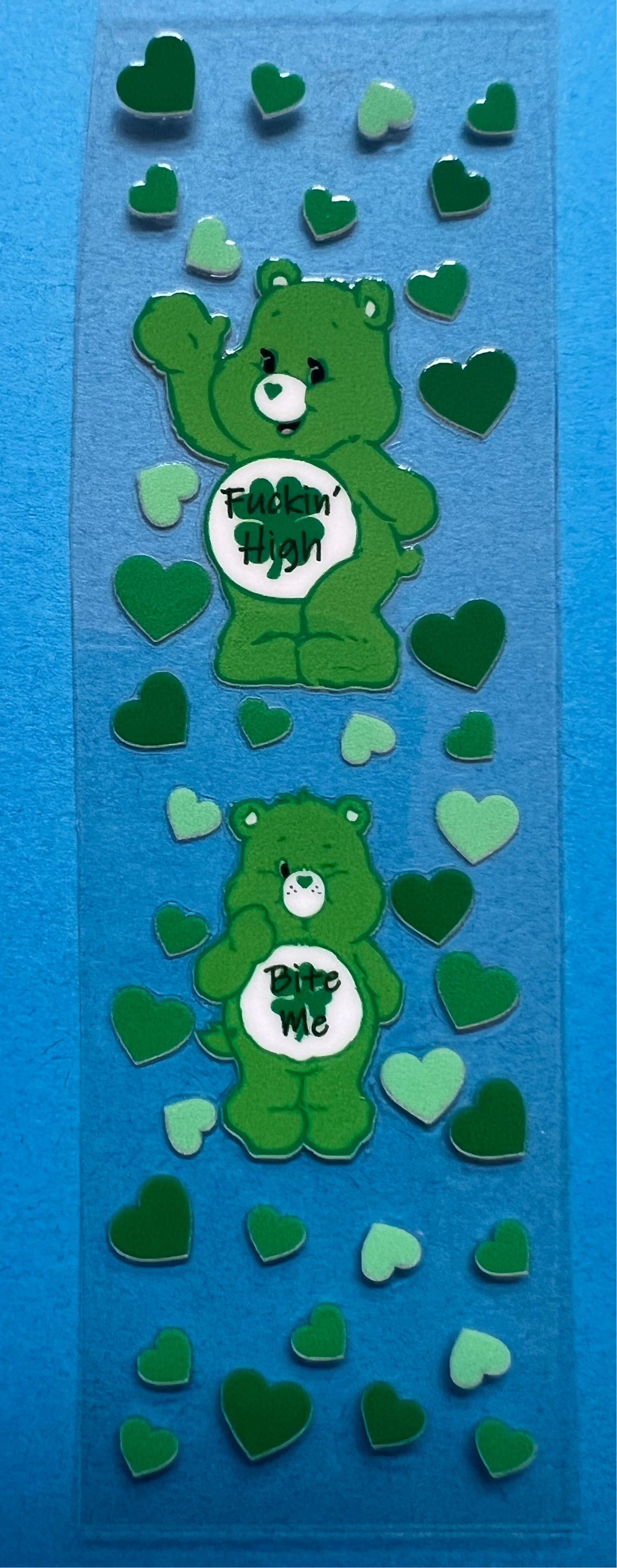 Green SWEAR bear 2 pen wrap UVDTF