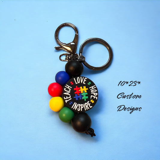 Half wave autism awareness keychain